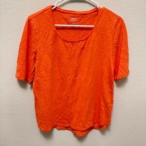 Chicos The Ultimate Tee‎ Orange Short Sleeve Scoop Neck Women's Size 1 Cotton